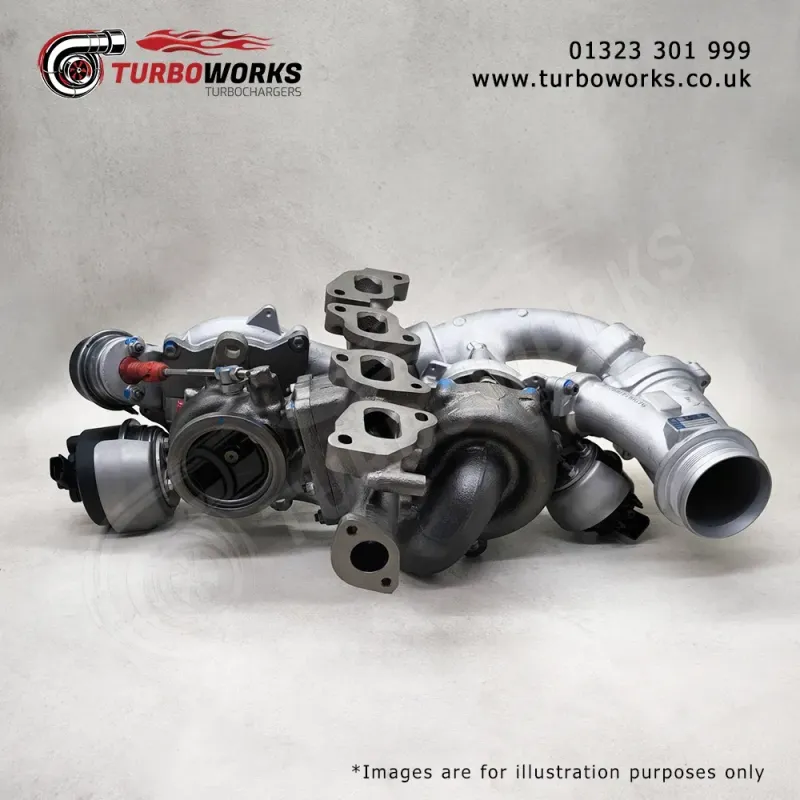 VW 2.0 TDI Bi-Turbocharger
Replacement turbo covering 10009700191, 16359700016, 18509700006 and B03BV35-147A.