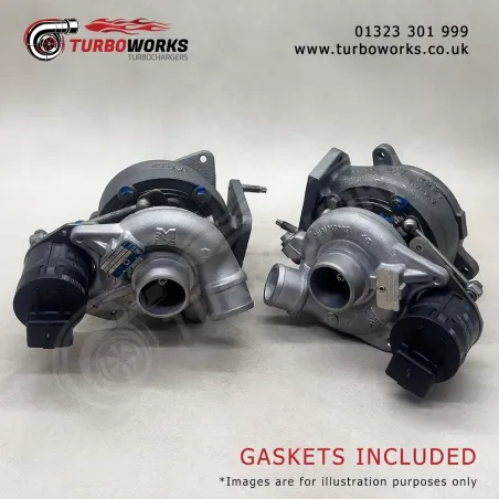 Range Rover TDV8 Turbo Set 54399700111 + 54399700061
Complete left and right turbocharger assembly for 3.6 TDV8 272HP.