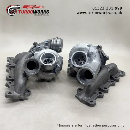 Porsche Macan Twin Turbo 53039700436 + 53039700437
Complete left and right turbocharger set for 3.0 S and GTS 340HP to 360HP.