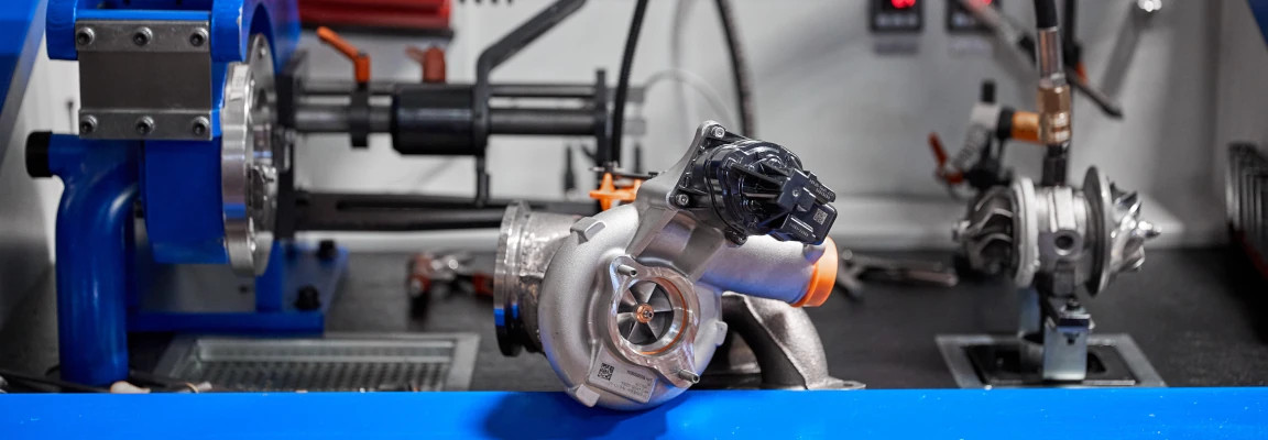 Reconditioned turbocharger undergoing final quality control testing