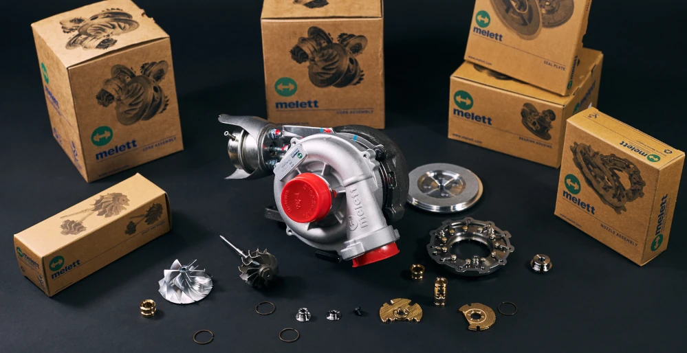 Remanufactured turbocharger and rebuild components ready for dispatch
