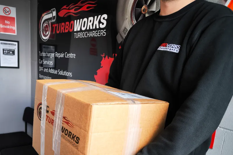 Turboworks packaged turbocharger ready for delivery to London